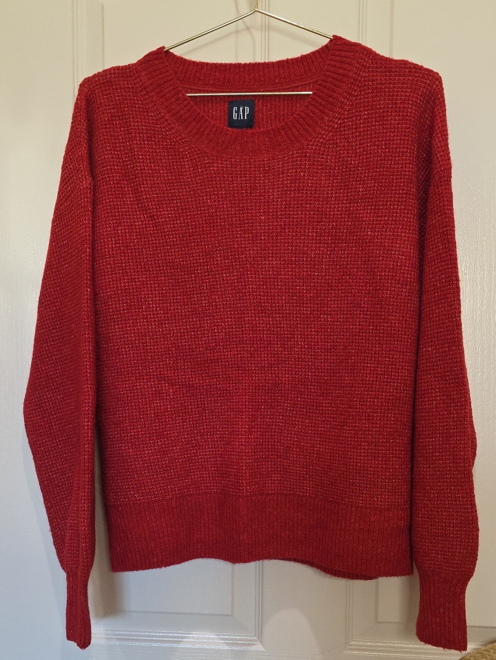 GAP Women's Red Crewneck Thermal Knit Style Sweater Medium